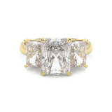 Three-Stone Radiant Cut Moissanite Engagement Ring ( Yellow Gold 14K )