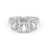 Three-Stone Radiant Cut Moissanite Engagement Ring (14k Solid Gold)