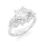 Trinelle Moissanite Engagement Ring (Platinum-Plated Silver)