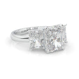 Three-Stone Radiant Cut Moissanite Engagement Ring (14k Solid Gold)