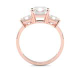 Three-Stone Radiant Cut Moissanite Engagement Ring ( Rose Gold 14K )
