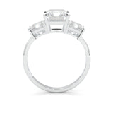 Three-Stone Radiant Cut Moissanite Engagement Ring (14k Solid Gold)