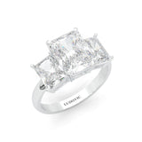 Three-Stone Radiant Cut Moissanite Engagement Ring (14k Solid Gold)