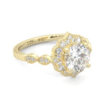 The Antique Halo Moissanite Wedding Set ( Yellow Gold )