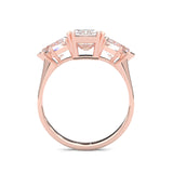 Ludovic Lyra (Three-stone) Moissanite Engagement Ring  (5-Carat Main Stone) (Rose 14k Solid Gold)