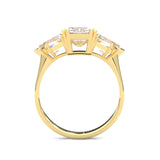 Ludovic Lyra (Three-stone) Moissanite Engagement Ring (8-Carat Main Stone) (Yellow 14k Solid Gold)