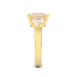 Ludovic Lyra (Three-stone) Moissanite Engagement Ring (10-Carat Main Stone) (Yellow 14k Solid Gold)
