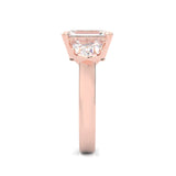 Ludovic Lyra (Three-stone) Moissanite Engagement Ring (10-Carat Main Stone) (Rose 14k Solid Gold)