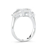 Ludovic Lyra (Three-stone) Moissanite Engagement Ring (8-Carat Main Stone) (14k Solid Gold)