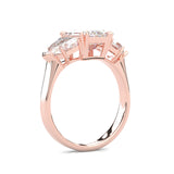 Ludovic Lyra (Three-stone) Moissanite Engagement Ring (10-Carat Main Stone) (Rose 14k Solid Gold)