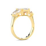 Ludovic Lyra (Three-stone) Moissanite Engagement Ring (10-Carat Main Stone) (Yellow 14k Solid Gold)