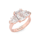 Ludovic Lyra (Three-stone) Moissanite Engagement Ring (10-Carat Main Stone) (Rose 14k Solid Gold)
