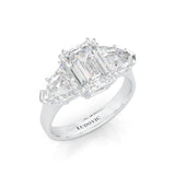 Ludovic Lyra (Three-stone) Moissanite Engagement Ring (8-Carat Main Stone) (14k Solid Gold)