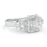 Ludovic Lyra (Three-stone) Moissanite Engagement Ring  (5-Carat Main Stone) (14k Solid Gold)