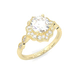 The Antique Halo Moissanite Wedding Set ( Yellow Gold )