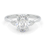 Oval & Pear Moissanite Cathedral 3-Stone Ring (14k Solid Gold)