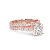 French Four Claw Wedding Set (Rose Gold )