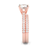 French Four Claw Wedding Set (Rose Gold )