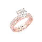 French Four Claw Wedding Set (Rose Gold )