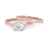 The Vintage Lunar Moissanite Wedding Set (Rose Gold )