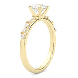 Icy Queen Round And Marquise Engagement Ring ( Yellow Gold 14k)