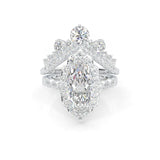 Queen's Crown Moissanite Wedding Set (Platinum-Plated Silver)