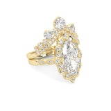 Queen's Crown Moissanite Wedding Set (Yellow Gold)