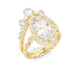 Queen's Crown Moissanite Wedding Set (Yellow Gold)