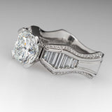 Custom Made Round & Baguette Ring – 6CT – White Gold Plated Silver