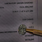 Video of actual 8.09 ct oval lab-grown diamond, IGI LG823646561