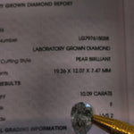 Video of actual 10.09 ct pear lab-grown diamond, IGI LG797615038
