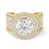 Double Halo Vintage Style Moissanite Engagement Ring ( Yellow Gold14k )