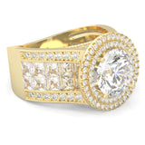 Double Halo Vintage Style Moissanite Engagement Ring ( Yellow Gold14k )