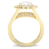 Double Halo Vintage Style Moissanite Engagement Ring ( Yellow Gold14k )