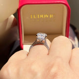 Starlight Halo Moissanite Engagement Ring (14k Solid Gold)