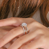 le Sautoir de Pureté Moissanite Wedding Set  (Rose 14k Solid Gold)