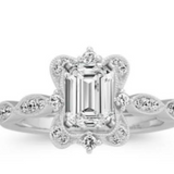 4ct Engagement ring - Vintage design - Princess cut main stone